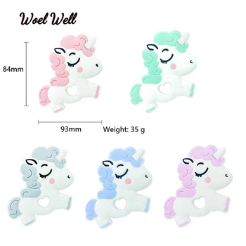 

5 pcs Baby Silicone Unicorn Teether Cute Babi Teething Toys Silicon Animal Beads DIY Solar Pendant Newborn Chew Teeth Toy