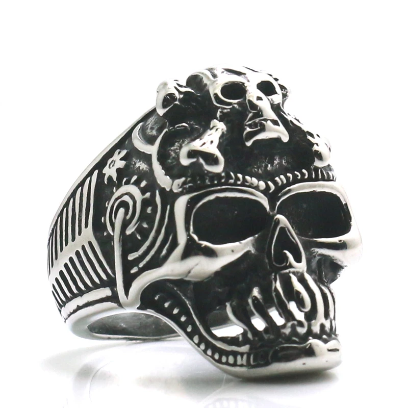 

Mens 316L Stainless Steel Cool Terminator Skull Classic Biker Ring
