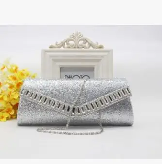 silver women bag Блестящий женский Вечерний Клатч со стразами роскошный женский дневной клатч; сумочка на цепочке Свадебная вечерняя сумочка Bolsa Mujer серебристый - Цвет: silver women bag