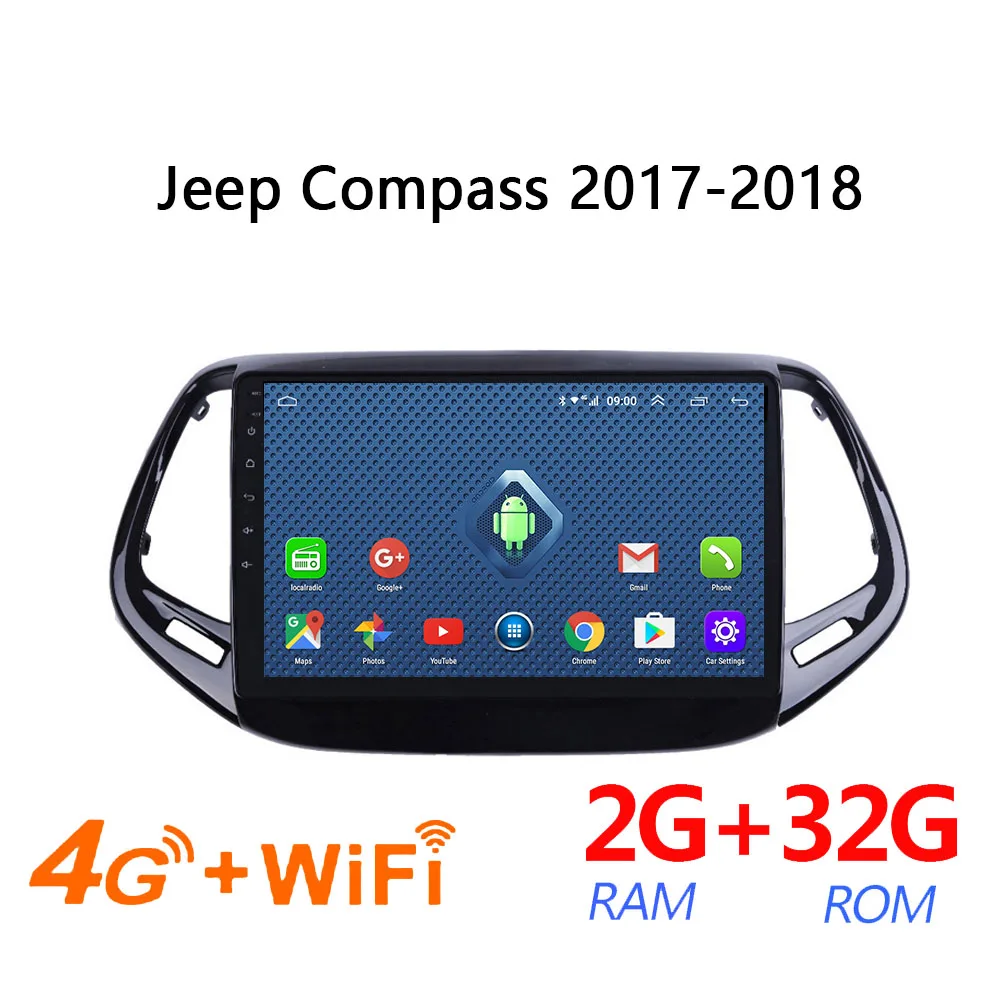 Автомобильное радио 4g Sim android 2 + 32G для Jeep Compass 2017 2018 камера заднего вида