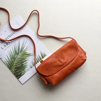 

soft Genuine Leather crossbody bags cow leather shoulder bags real leather flap bags small Mobile phone bag
