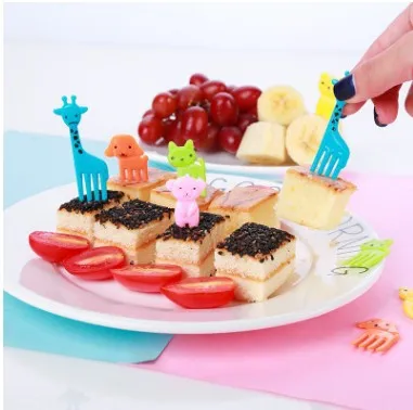 Животное усадьба милый мини Bento Знак Дети фрукты вилка Творческий пластик Bento декоративный знак
