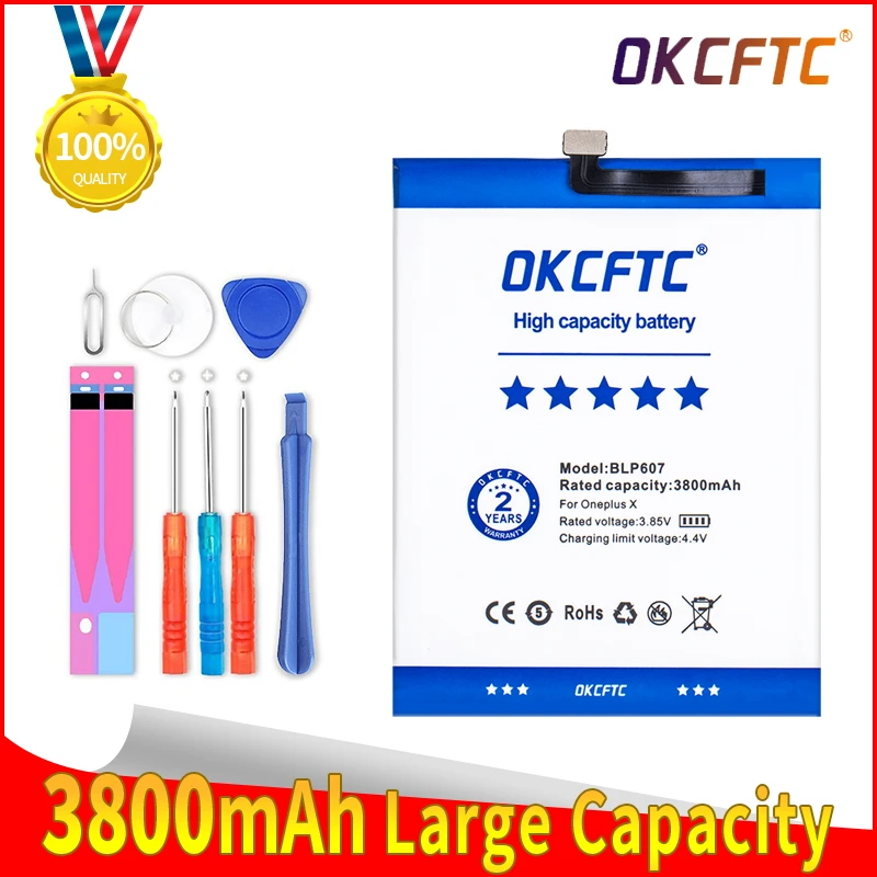 

OKCFTC Original Replacement BLP 607 BLP607 BLP-607 For OnePlus X Smart Phone 3.8V 3800mAh Phone Battery Rechargeable Battery