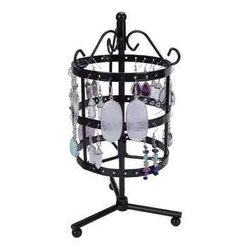 

76 Holes 3 Tiers Round Rotating Table Earrings Ear Studs Jewelry Holder Metal Stand Organizer Rack Display Showcase Shelf Hot