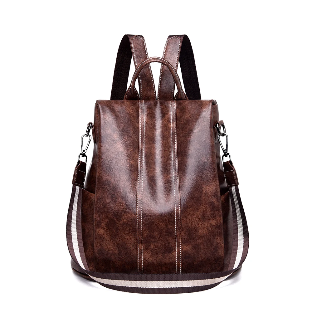 Vento Marea рюкзак с защитой от кражи, женская кожаная сумка на плечо в винтажном стиле, брендовая дизайнерская сумка для путешествий, женские кошельки, вместительные сумки - Цвет: BROWN