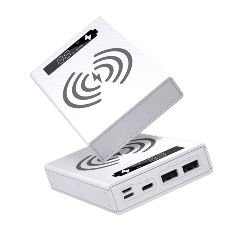 Welding Free 5*18650 Battery Storage Box PD QC3.0 USB 10W Fast Wireless Charging Power Bank Case 18650 Battery Holder Box