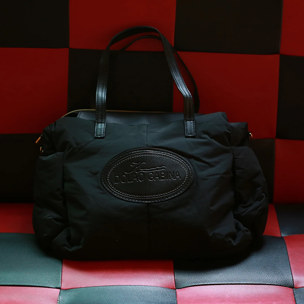Новинка, зимние женские сумки, женская теплая сумка для переноски, сумка, модная, космическая, хлопок, материал, большая посылка, пуховик, сумка, мешок, Основная сумка - Color: Black