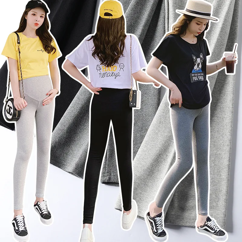 

2019 Pregnant Women Pants Autumn And Winter New Style WOMEN'S Dress Korean-style Solid Color Cotton Leggings for Pregnant Woman