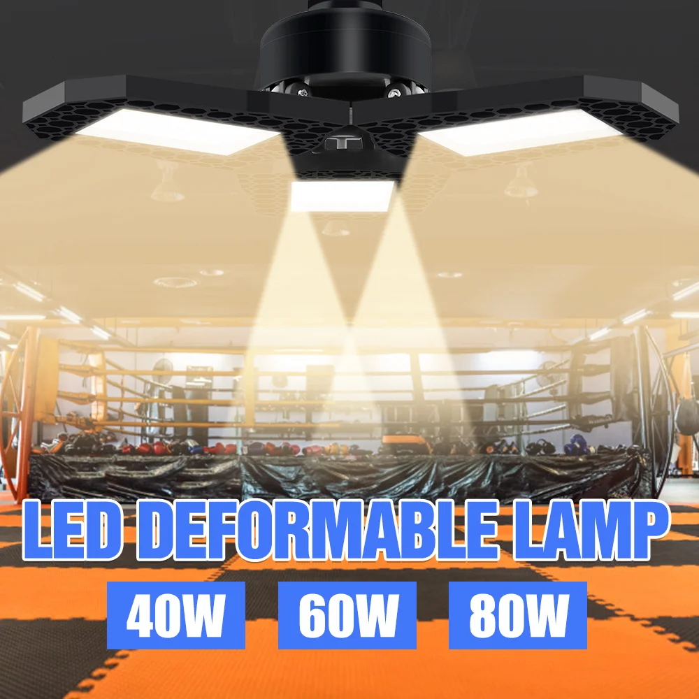 

WENNI LED Garage Light 40W 60W 80W High Power E27 LED Bulb 220V E26 LED Deformable Ceiling Lamp Industrial Lighting For Basement