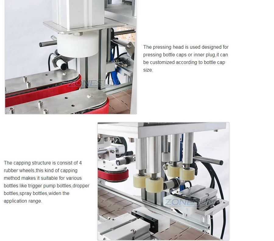 ZONESUN ZS-XG1870P Автоматическая настольная пластиковая банка для укупорки бутылок Линия для затяжки бутылок с вибрационной чашей