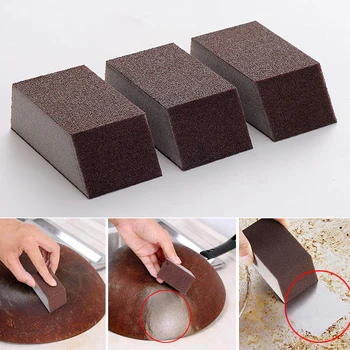 

1Pc/3Pcs Kitchen Cleaning Brush Rust Multifunctional Bowl Wash Dirt Magic Emery Washable Cleaning Brush Eco-friendly Sponge
