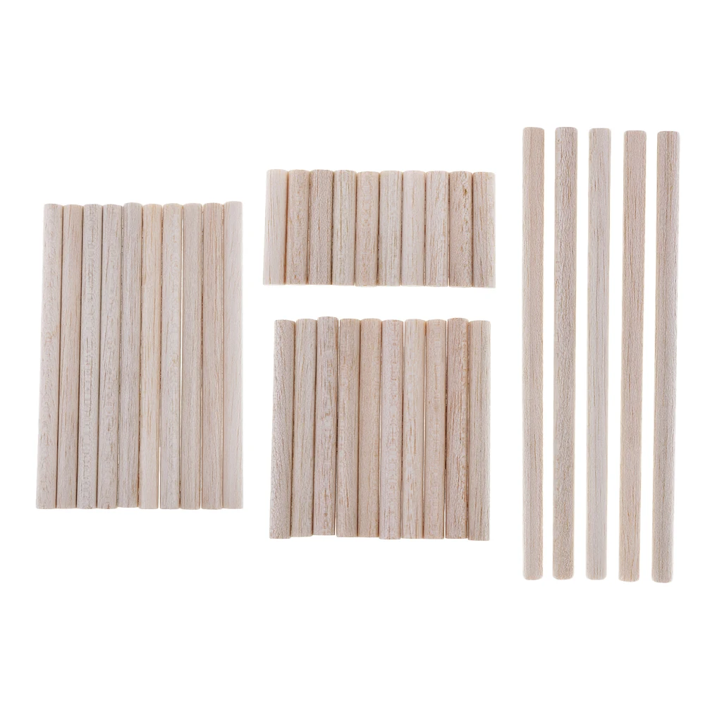 Round Natural Balsa Wood Wooden Sticks Dowel Rod For Model Making Woodcraft Crafting DIY
