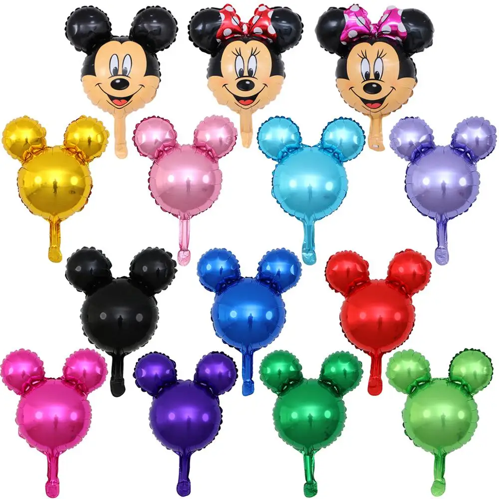 

10pcs/lot Cute Mini Mickey Minnie Mouse Foil Balloons Cartoon Head Shape Inflatable Helium Ballons For Birthday Party Supply Toy