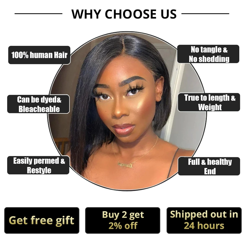 Bob Wig Short Brazilian Bone Straight Cheap Human Hair Wigs For Black Women Black Wig T Part Lace Bob Human Hair Wig Pre Plucked