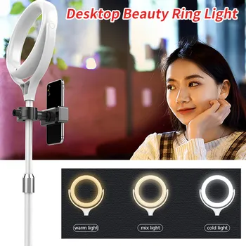 

Selfie Ring Light Dimmable 20CM RGB Ring Light with Phone Clamp Stand for Smartphone Makeup Video Camera Light Ringlight