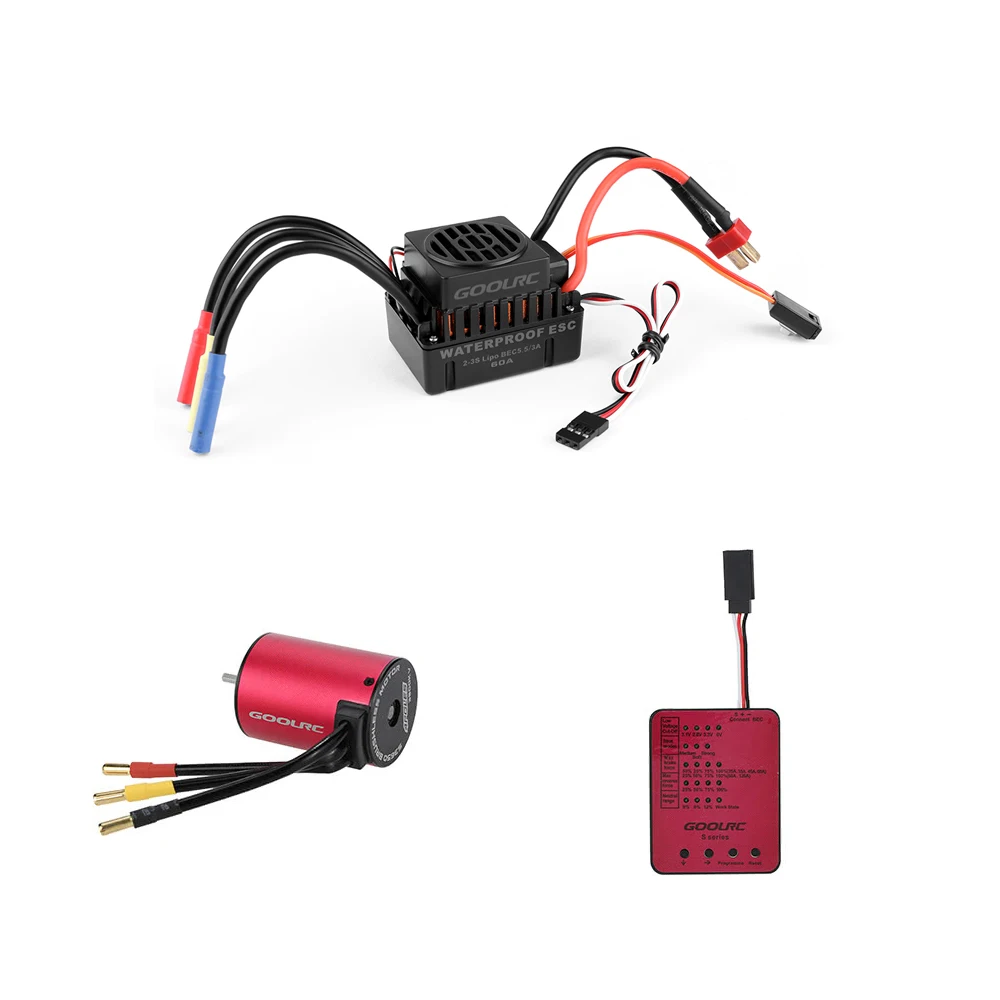 

Original RC Parts GoolRC S3650 3900KV Sensorless Brushless Motor 60A Brushless ESC and Program Card Combo Set for 1/10 RC Car