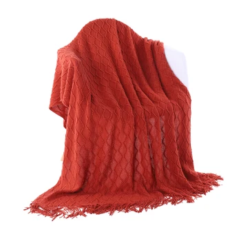 

Battilo Throw Blanket Textured Solid Soft Sofa Couch Decorative Knit Blanket, 51" x 59"