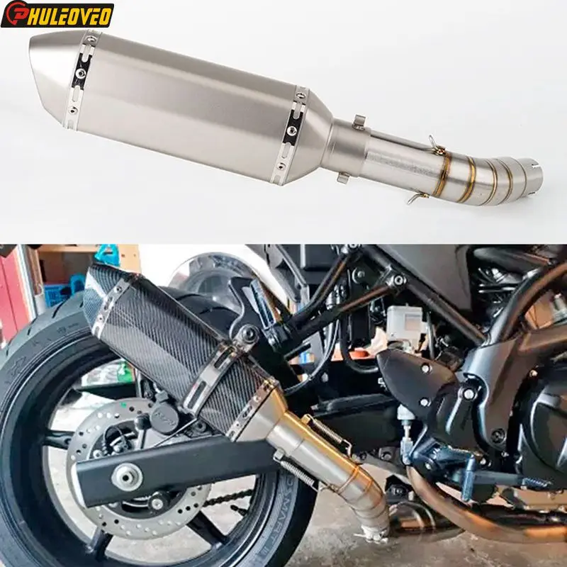 SV650 SV650X Motorcycle Exhaust Muffler Middle Link Pipe Carbon Escape