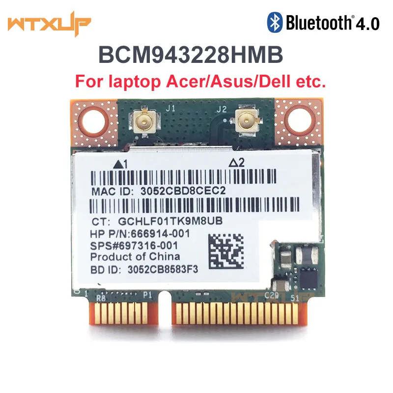 

Двухдиапазонный 300 Мбит/с BCM943228HMB для Bluetooth 2,4 802.11a/b/g/n, беспроводная карта Wi-Fi, половинный мини PCI-E, адаптер G/5 ГГц