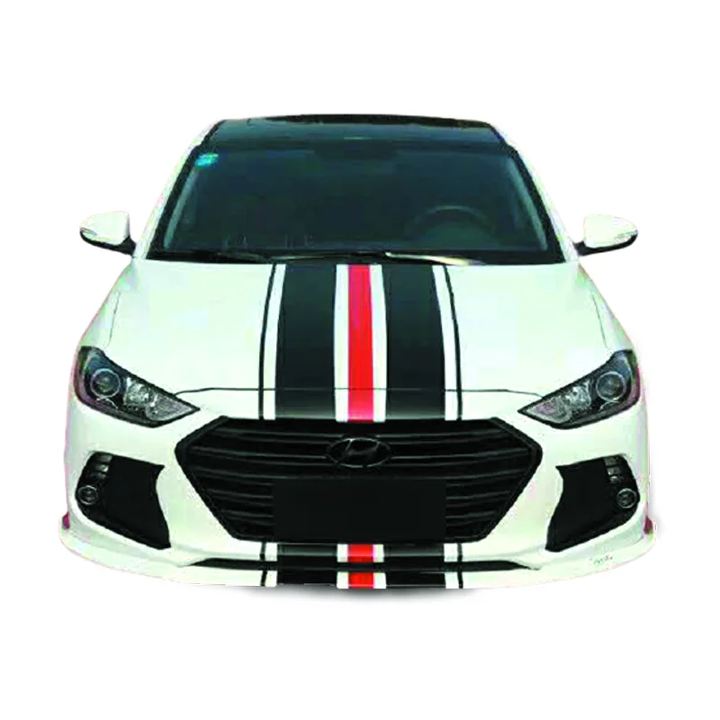 

Sport Racing Front Bumper Engine Hood Stripe Sticker Decal Film Graphic Vinyl Kit For Elantra Avante AD 2017 2018