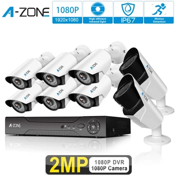 

A-ZONE 8ch 2.0MP CCTV AHD Home Security Camera System 1080P DVR P2P H. 264 Night Vision Outdoor Video Surveillance Cameras Kit