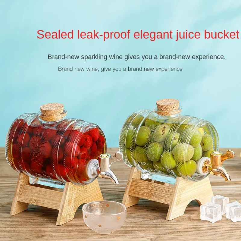 Cold Water Bottle with Faucet Fruit Juice Beverage Barrel Glass