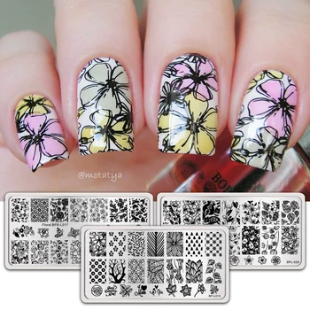 

Nail Stamping Plates Nail Art Image Stamp Stainless Steel Templates Flowers Tropical Pattern Spring Summer Theme DIY Designs
