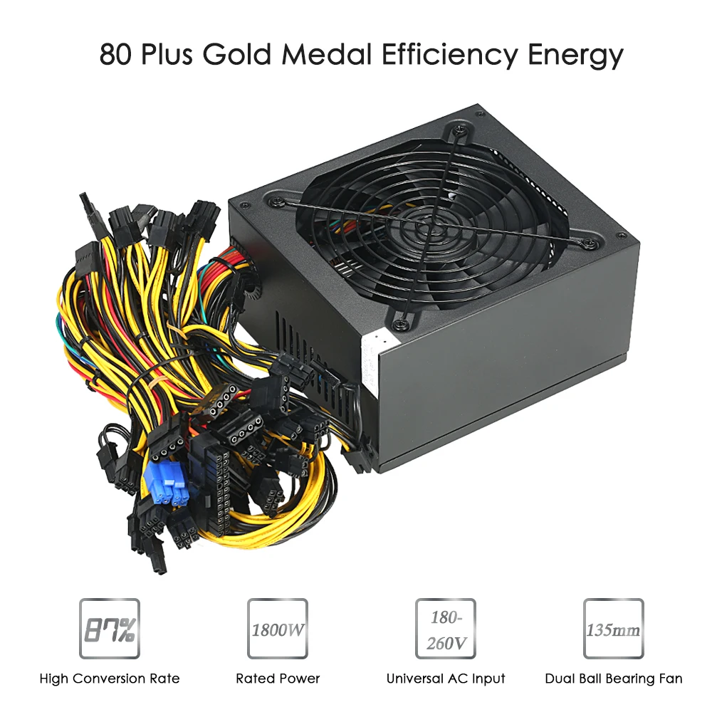 

Hot 1800W Switching Server Power Supply 87% High Efficiency Professional Mining Machine Power Source for Ethereum S9 S7 L3