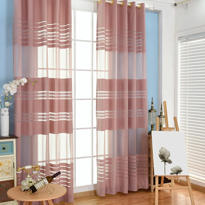 

Modern small fresh Warp Knitting curtains Tulles for Living Dining Room Bedroom window curtain living room