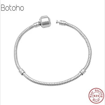 

100% 925 sterling silver colour snake chain heart bracelet and bracelet luxury jewelry Glamour original suitable charm bracelet
