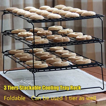 

3 layers Stackable Cooling Rack Stainless Steel Non-stick Biscuit Cookie Bread Cake Cooling Rack Kitchen Baking Tray Shelf