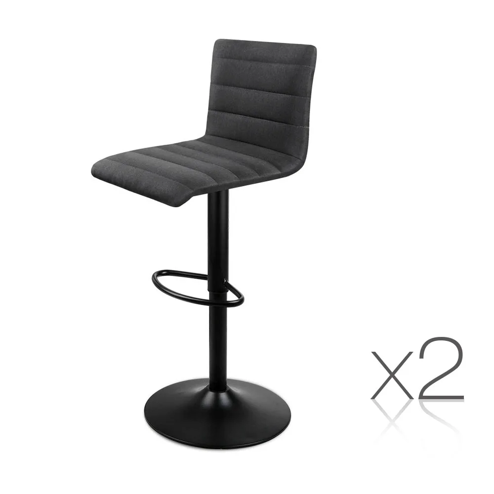 

Artiss 2PCS Fabric Bar Stools Black Comfortable L-Shaped Seat High Density Foam Height Adjustable Bar Chairs