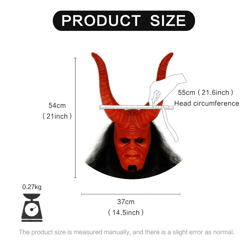 Molezu Хеллоуин страшный уголок Hellboy латексная маска для косплея латексные маски
