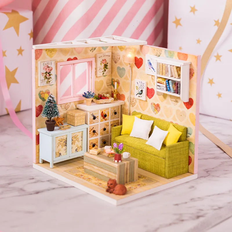 

Wooden Doll House DIY Miniature Handmade Assembly Model House 3D Furniture Dollhouse Toys for Children Birthday Gifts