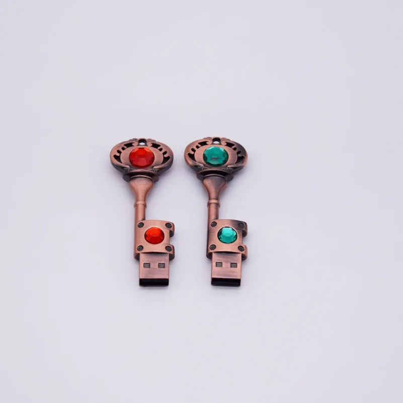 Металлический Ключ форма USB флэш-накопитель 2,0 Флешка 4 ГБ 8 ГБ 16 ГБ 32 ГБ драгоценный камень ручка-накопитель индивидуальный логотип Подарки свадебная фотография