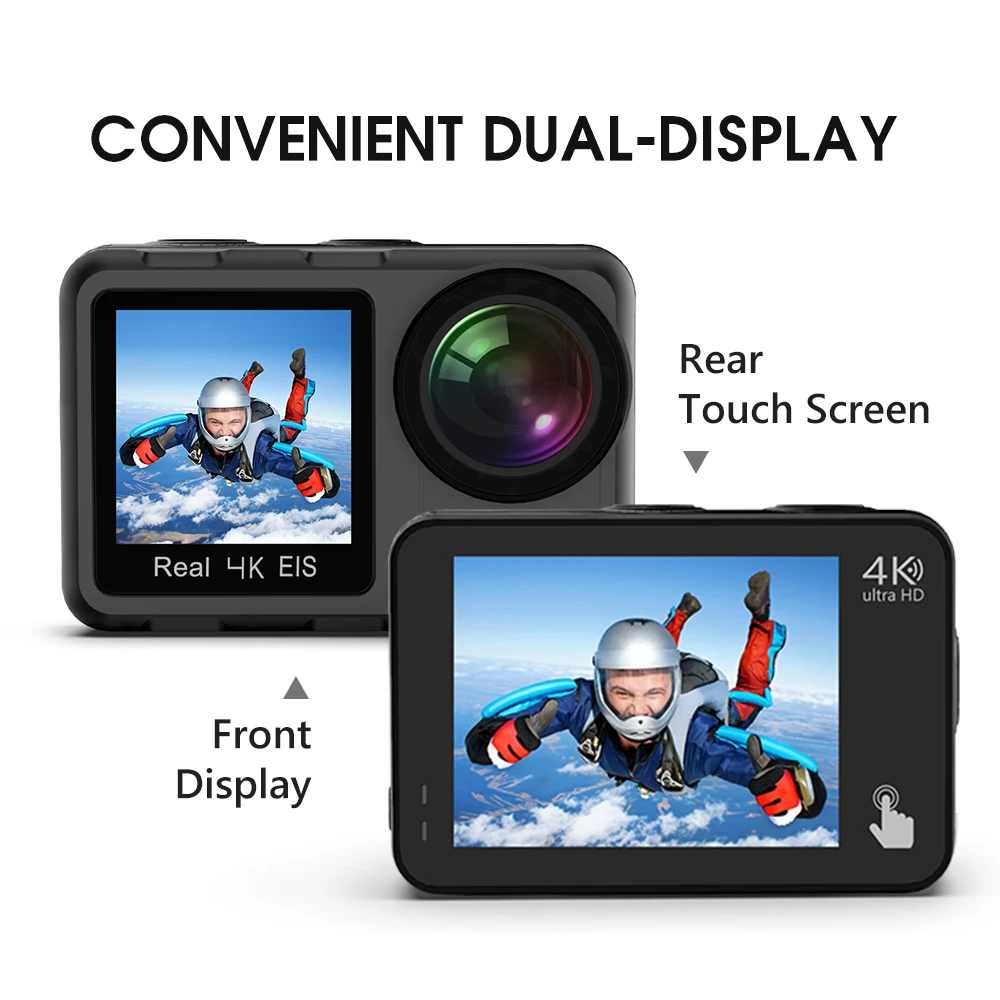 KEELEAD K80 Экшн камера 4K 60FPS 20MP 2,0 сенсорный ЖК дисплей EIS двойной экран WiFi 5 м корпус водонепроницаемый пульт дистанционного управления 4X зум Спортивная камера|Экшн-камеры| | АлиЭкспресс