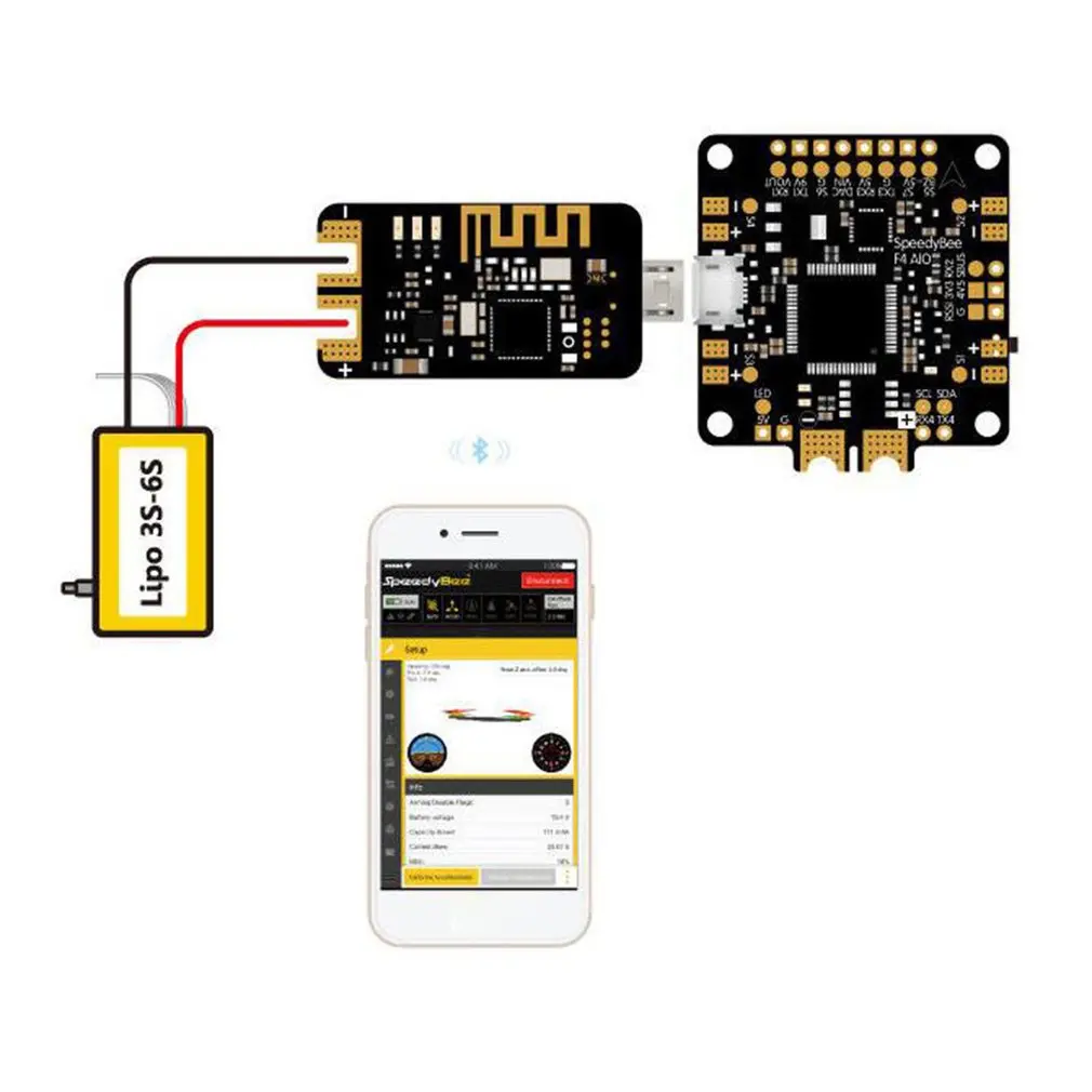 Bluetooth USB адаптер V4.0 2 S-6 S вход питания USB разъем для iOS и Android для FPV Дрон Контроллер полета