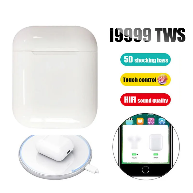 

i9999 TWS 2019 Pop up Wireless Bluetooth 5.0 Earphone Headset Earbuds Tap Control Ear Phone Buds Bass PK i30000 i10000 i9000 TWS