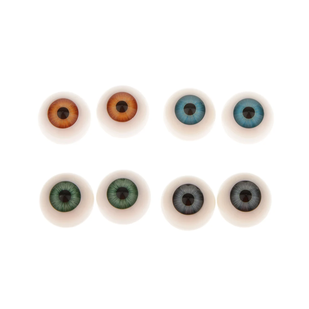 8pc Realistic Half Round Hollow Back Fake Eyes Eyeballs DIY Halloween Prop Horror Mask Doll Bear Animals Making 20mm