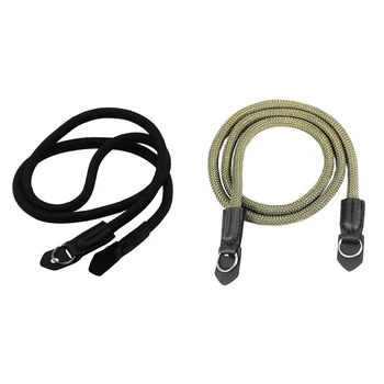 

2 Pcs Nylon Camera Rope Mountaineering Camera Shoulder Neck Strap Belt-Black & Army Green