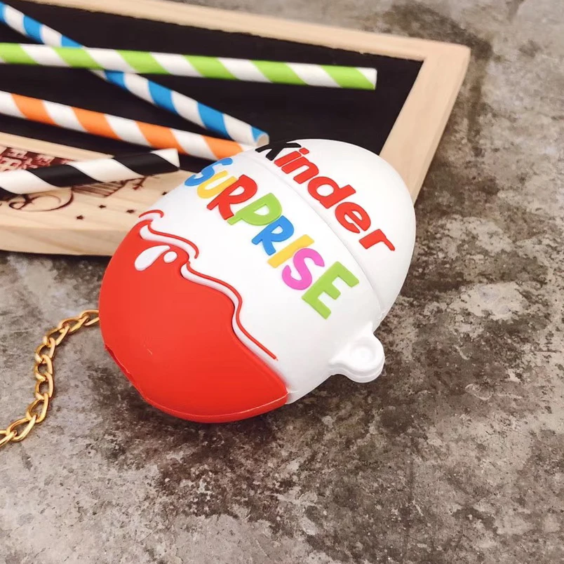 Горячая kinder fun eggs беспроводной Bluetooth чехол для наушников для AirPods 2 1 шоколад сюрприз коробка 3D силиконовая Мягкая гарнитура coque чехол - Цвет: Only earphone box