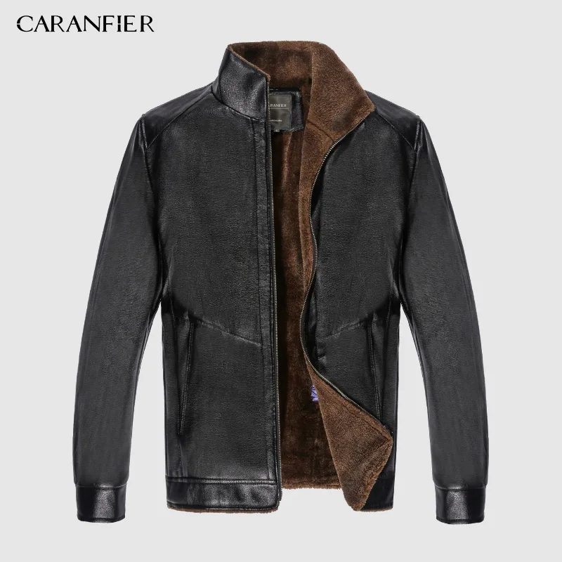 CARANFIER новая зимняя мотоциклетная мужская кожаная куртка мужская плюс бархатная ветровка ПУ куртки Мужская Верхняя одежда теплые бейсбольные куртки