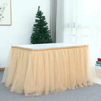 

Wedding Birthday Tutu Tulle Table Skirt Halloween Christmas Home Decor Mesh Tablecloth Oilproof Waterproof Table Skirt Cover
