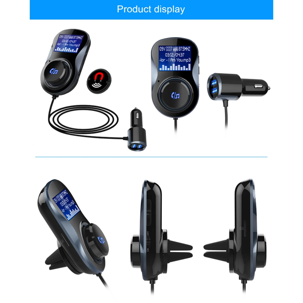 Bluetooth fm-передатчик usb порты Автомобильное зарядное устройство аудио приемник Handsfree Mp3 плеер ЖК-дисплей