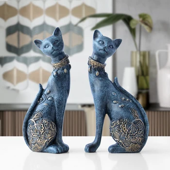 

Figurine Cat Decorative Resin statue for home decorations European Creative wedding gift animal Figurine home decor sculpture