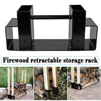 

Firewood Log Storage Rack Bracket Kit with Screws Fireplace Wood Storage Holder Adjustable for Indoor/Outdoor Black In Stock