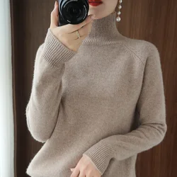 Women Turtleneck Cashmere Wool Sweater Autumn Winter Solid Color Knitted Jumper Female Casual Basic Bottoming Pullover Sweater