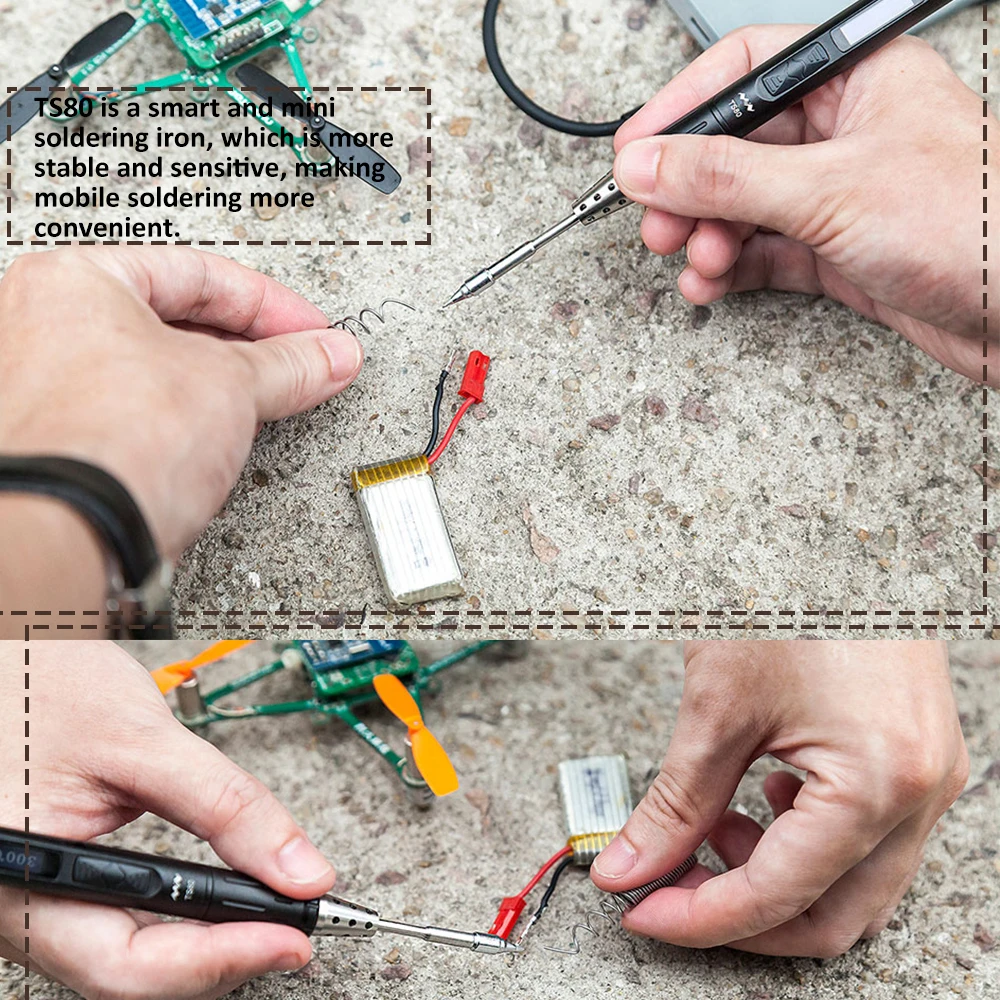 Мини TS80 умная электрическая паяльная станция цифровой OLED дисплей usb type-C Интерфейс паяльная ручка Встроенный чип STM32