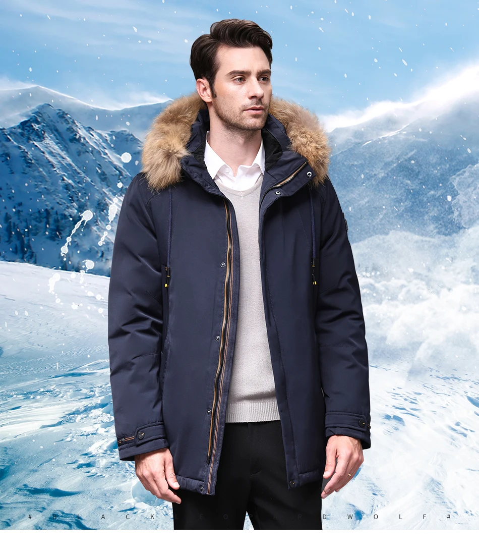 Blackleopardwolf, Зимняя мужская куртка, модное пальто, парка для мужчин, Аляска верхняя одежда со съемным роскошным мехом енота, BL-1001M