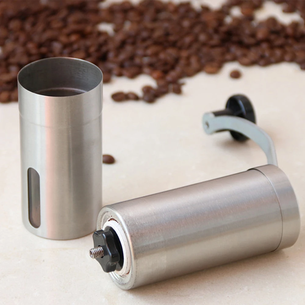 Silver Grinder Mini Stainless Steel Hand Manual Handmade Bean Burr Grinders Kitchen Tool Crocus Grinders Hot